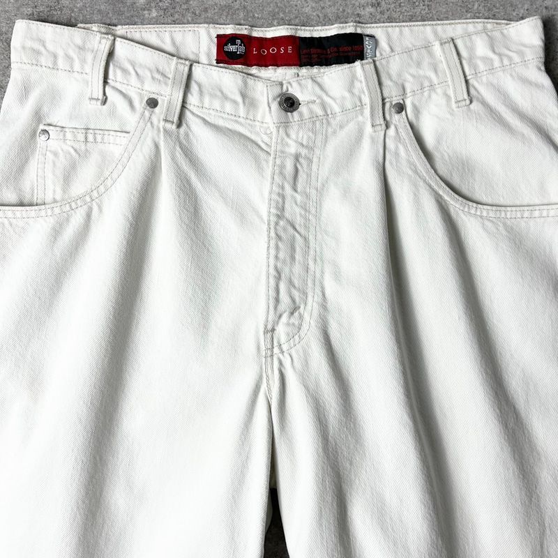 90s USA製 Levis シルバータブ LOOSE ホワイト デニム ショート パンツ