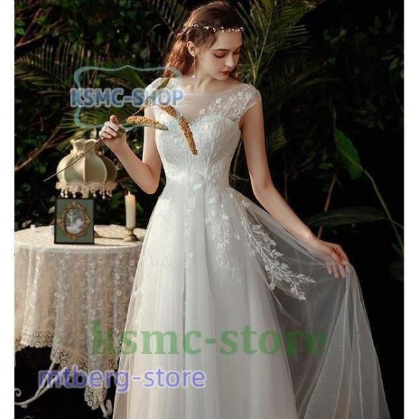 ウェディングドレス Aライン 安い ウエディングドレス 二次会 花嫁 パーティードレス 披露宴 ブライダル 結婚式 ロングドレス 白 大きいサイズ シンプルドレス