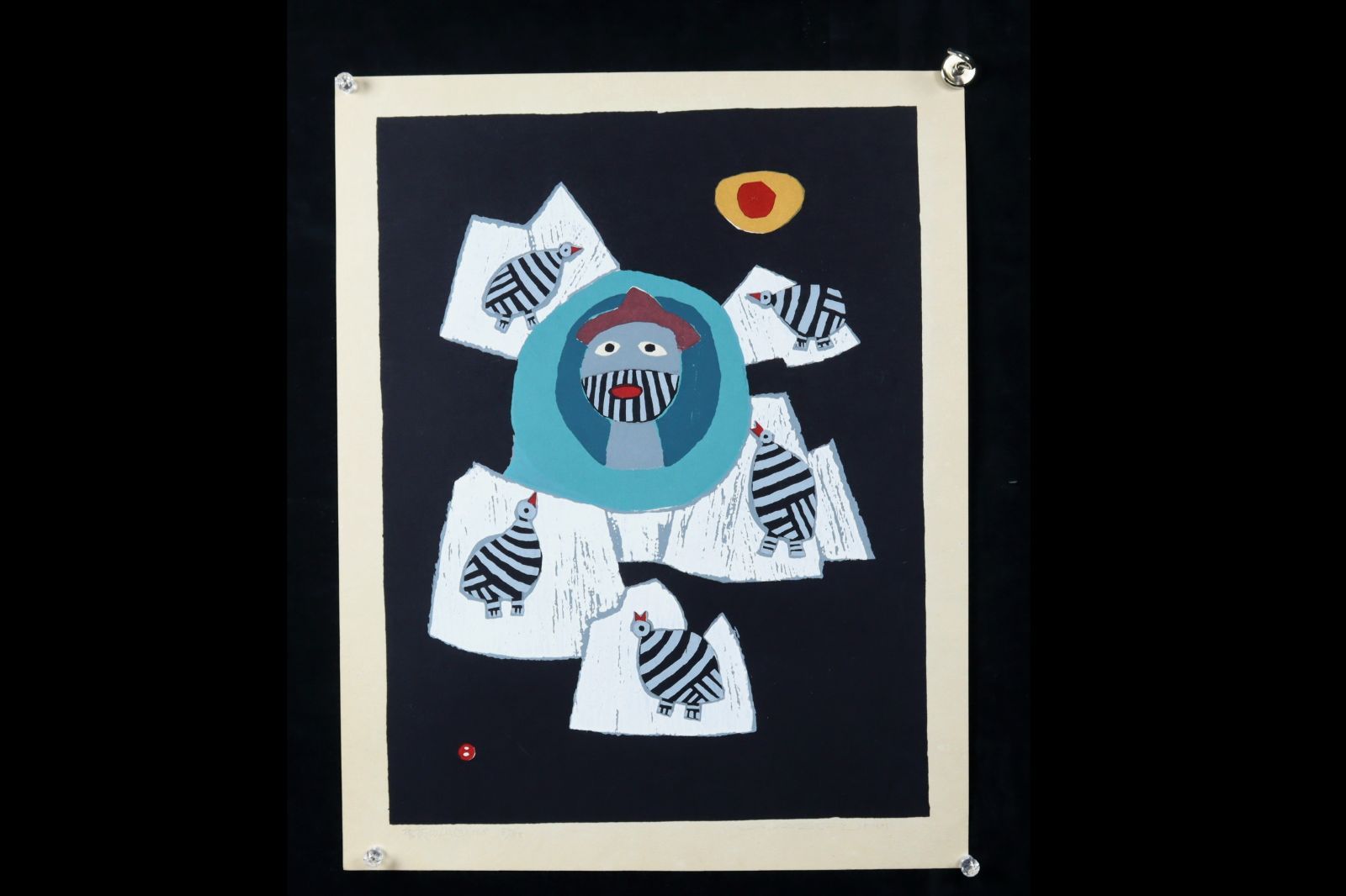 畦地梅太郎　季節の山 畦地梅太郎 「季節の山三」 木版画 直筆サイン 1968年 山男 唐物