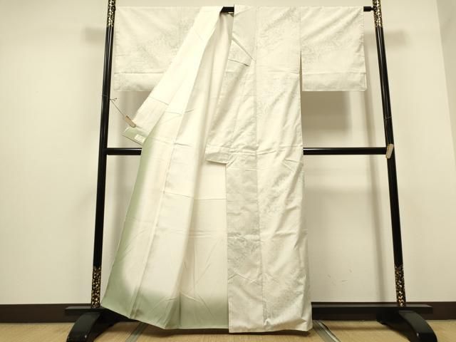 平和屋着物○本場大島紬 白大島 9マルキ 草花文 正絹 逸品 CAAS0006th