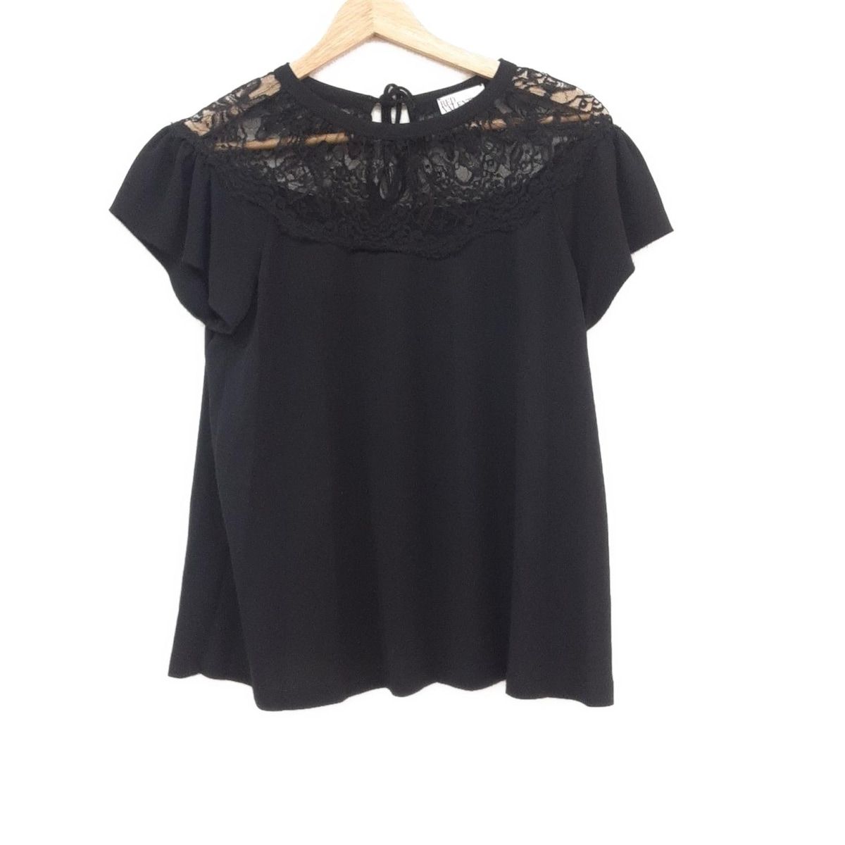 RED VALENTINO レッドバレンチノ 半袖カットソー レディース - 黒 クルーネック|レース|シースルー