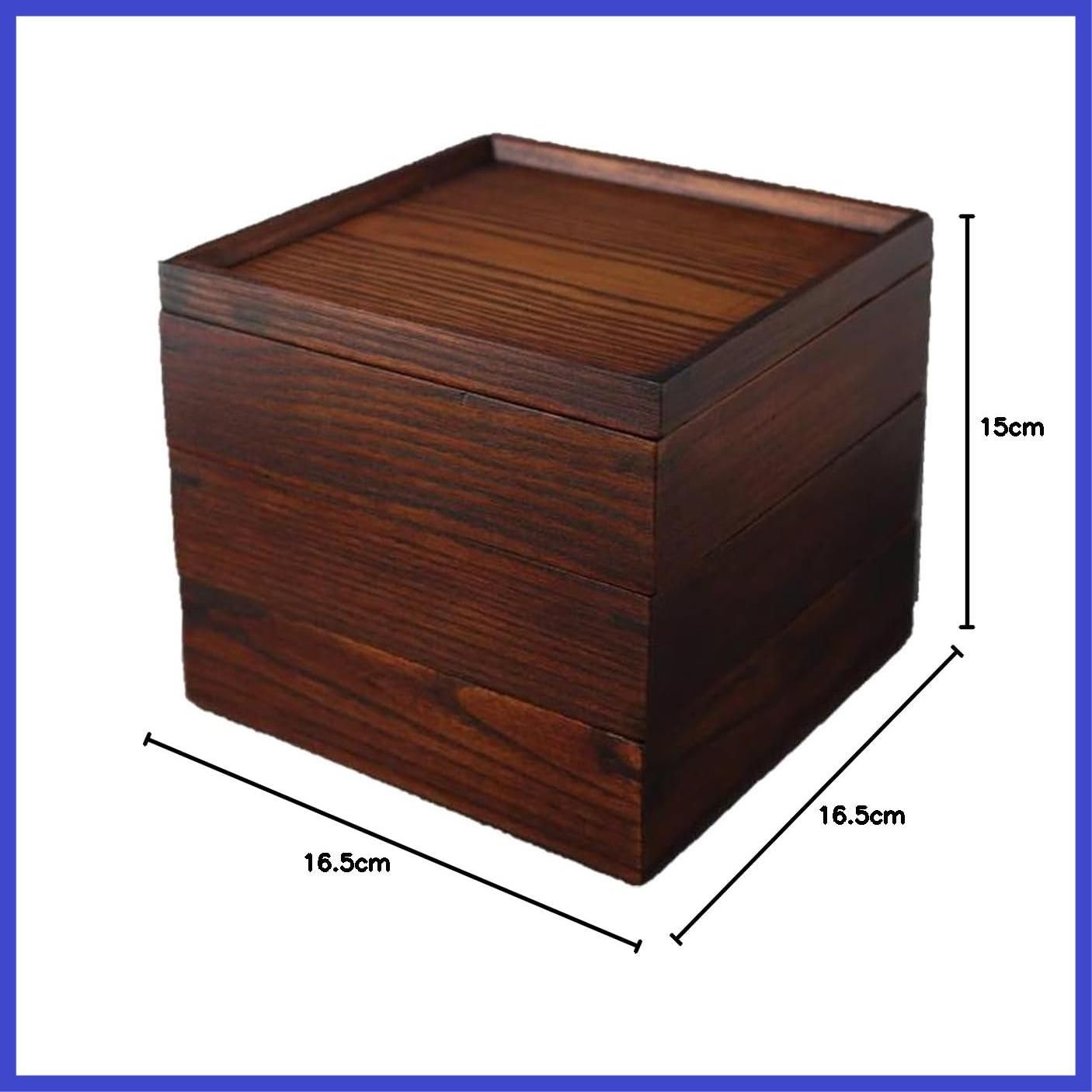 三段重箱　紅梅　彫刻色付き　天然木くり抜き 三段重箱 紅梅 彫刻色付き 天然木くり抜き