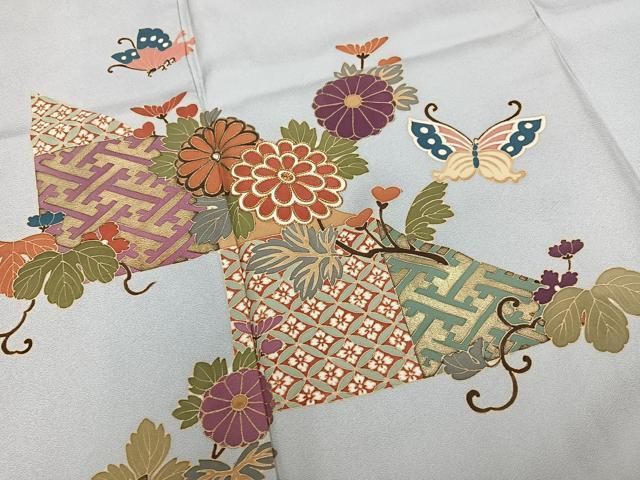平和屋着物□訪問着 駒刺繍 花蝶文 金彩 正絹 逸品 未使用