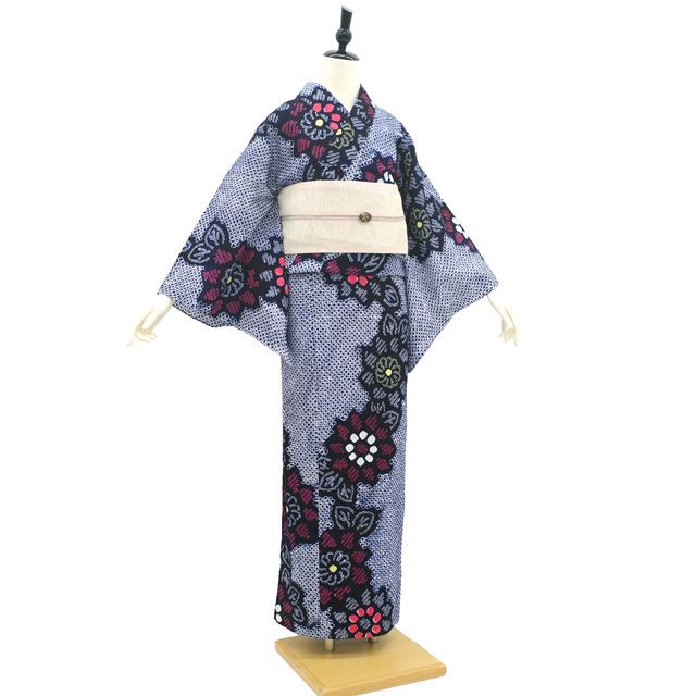 中古】 夏物 本場有松鳴海絞り 浴衣 リサイクル 有松 ゆかた