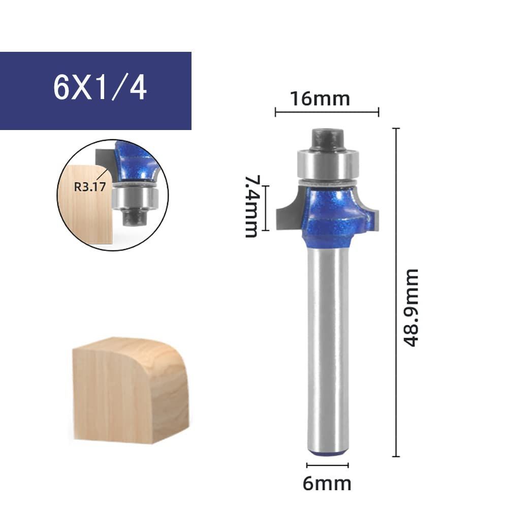 CSOOM Pro 4本入 ギンナン面ビット 6mm? 径 超硬トリマ ルータービット コーナー ラウンド ルーター ベアリング 電動トリマービット 木工