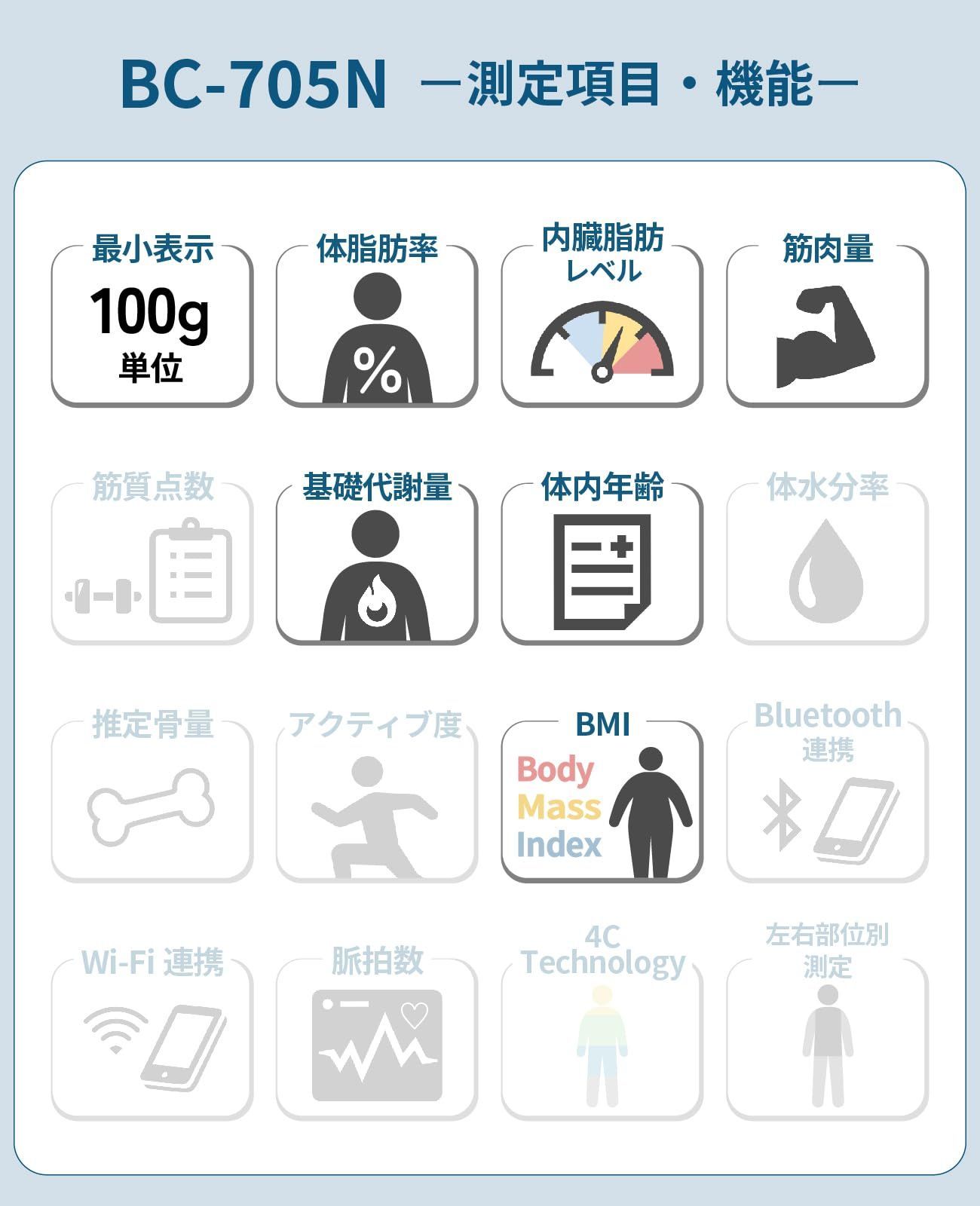体重計 タニタ 体組成計 BC-705N【体脂肪率/内臓脂肪レベル/筋肉量/基礎代謝量/体内年齢/BMI/日本製/乗るピタ】 - 新製品は安い