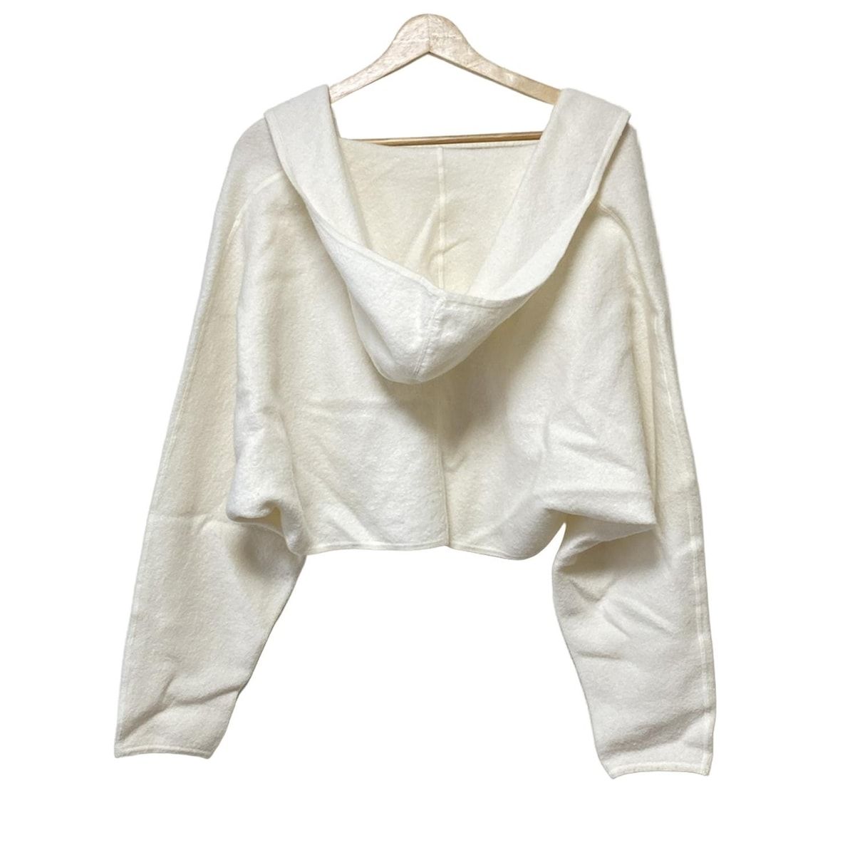 AEWENMATOPH イウエンマトフ カーディガン レディース フード アイボリー 長袖 ショート丈