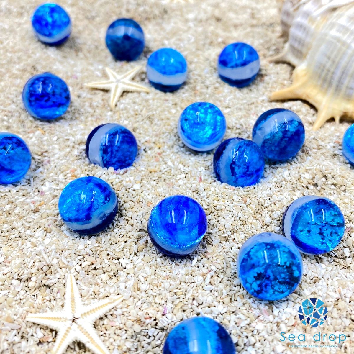 ミヤコマリン  8mm 連売り 50粒 蓄光 ホタルガラス 沖縄宮古島 ミヤコマリン 14mm 連売り 28粒 蓄光 ホタルガラス 沖縄宮古島 ミヤコ