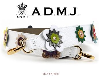 ADMJ FLOWERMOTIF 牛革フラワーモチーフ付　ショルダーストラップ ADMJ FLOWERMOTIF 牛革フラワーモチーフ付 ショルダーストラップ