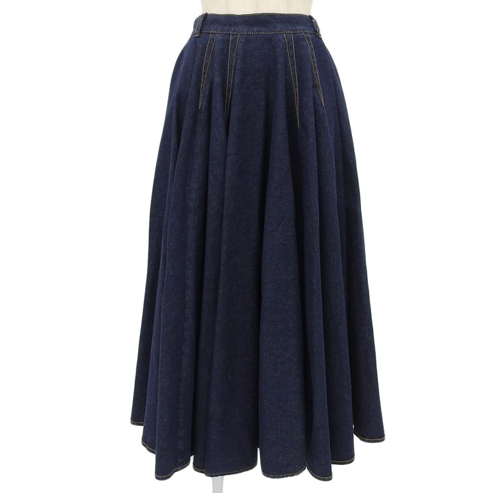 アライア ALAIA 2025年 AA9J04614T573 JUPE MIDI EN DENIM フ デニム ロングスカート 38 インディゴ レディ 定価261700円