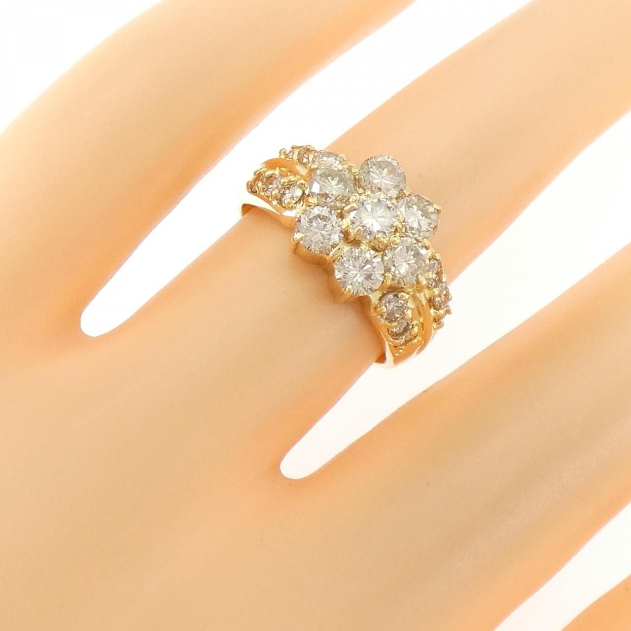 K18YG フラワー ダイヤモンド リング 1.50CT K18YG フラワー  