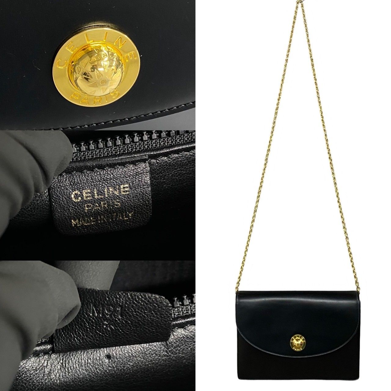 極 美品 希少品 CELINE セリーヌ スターボール ロゴ 金具 レザー 極 美品 希少品 CELINE セリーヌ スターボール ロゴ 金具 レザー