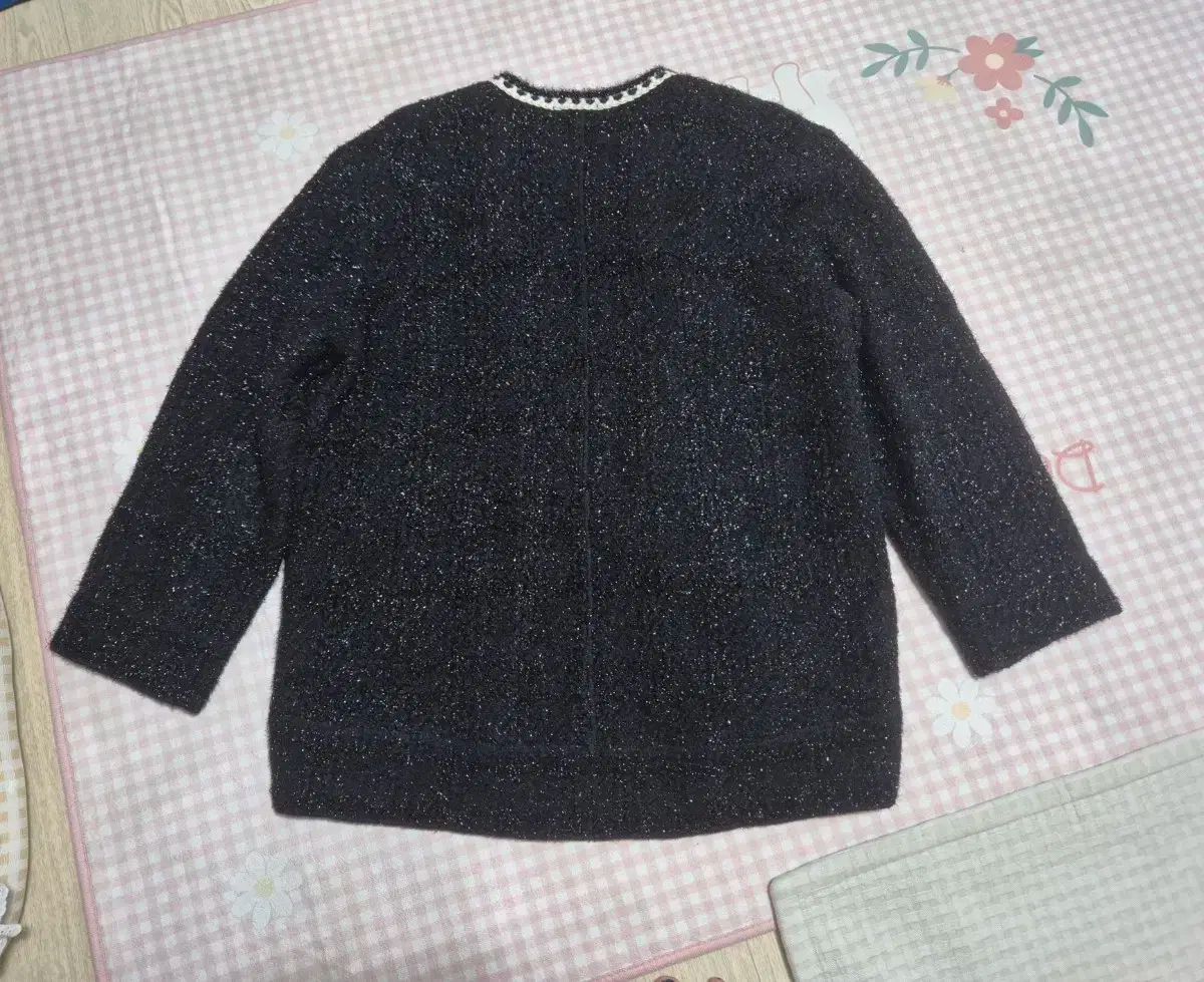 TIME ブラック ツイード カーディガン