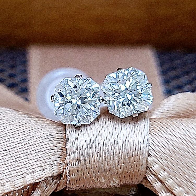 希少！フランダースカット 八角形 SI ダイヤモンド プラチナ ピアス