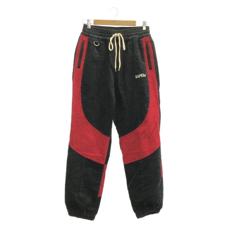 サプール コーデュロイ トラックパンツ XLサイズ ブラック×レッド サプール コーデュロイ トラックパンツ XLサイズ ブラック