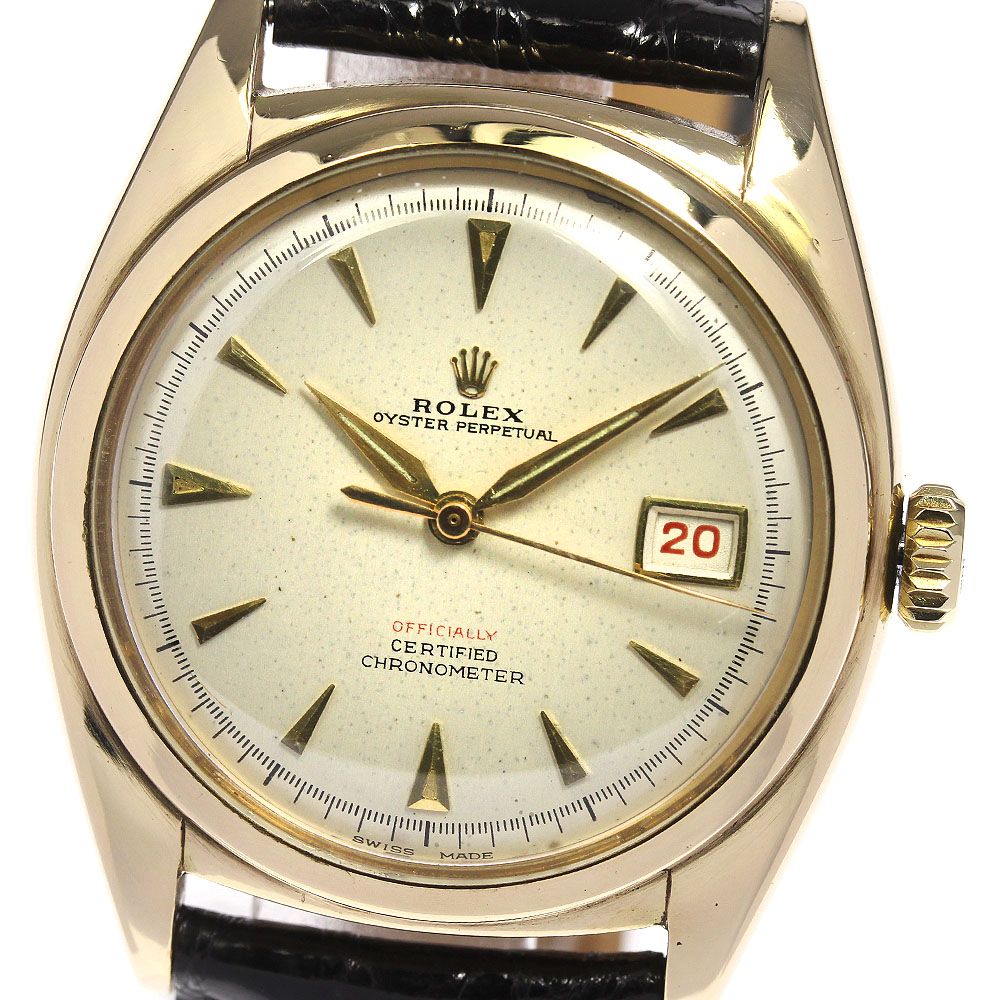 ロレックス ROLEX ref.6104 オイスターパーペチュアルデイト リダンダイアル K18PG 自動巻き メンズ_665516