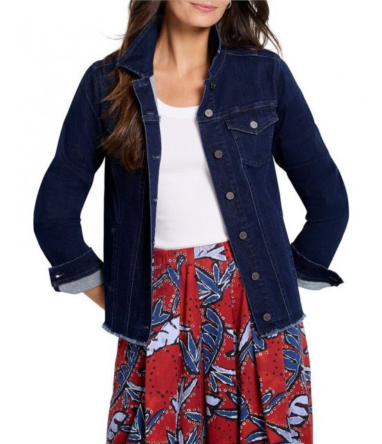 【送料無料】 ニックアンドゾー レディース コート アウター Essential Point Collar Long Sleeve Snap Front Denim Jacket Twilight