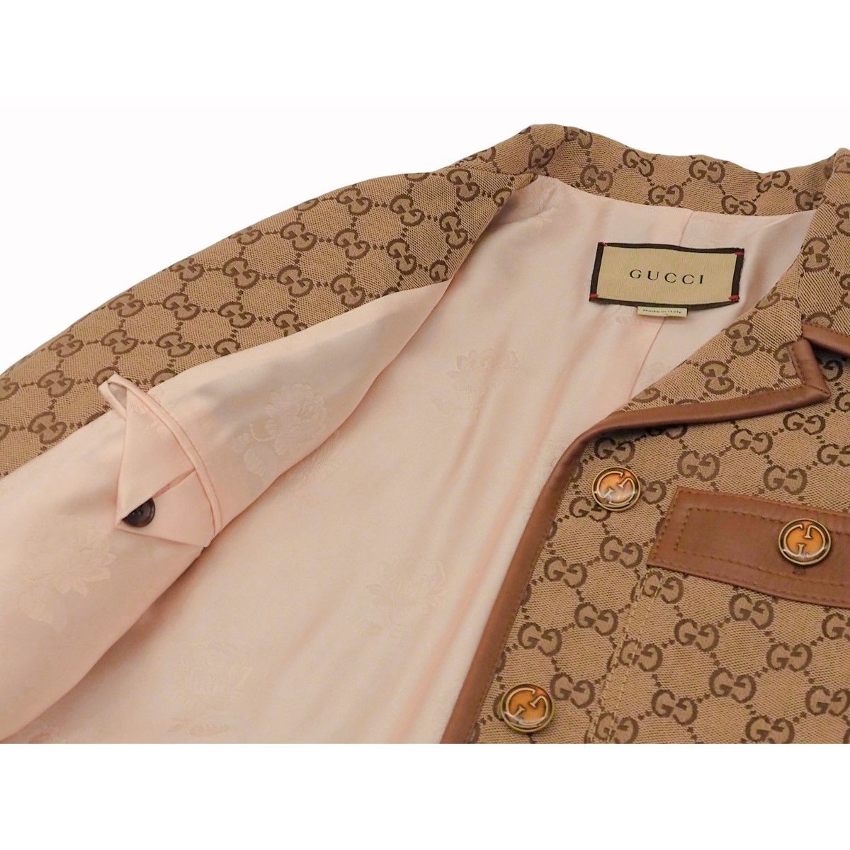 中古】GUCCI グッチ GGキャンバス ジャケット ウェブストライプ ベルト