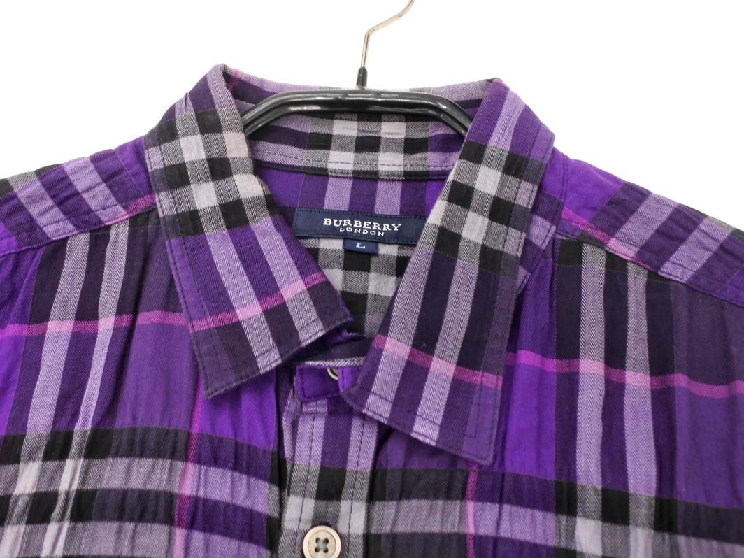 BURBERRY バーバリー ダークパープル 総柄チェックシャツ Mサイズ BURBERRY バーバリー ダークパープル 総柄チェックシャツ Mサイズ