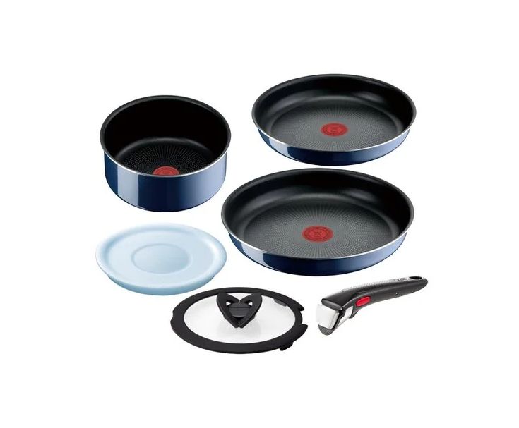 ティファール T-fal 取っ手のとれる鍋 フライパンセット インジニオ ネオ ロイヤルブルー インテンス 6点セット フライパン×2 ソースパン ガラスぶた18cm シールリッド18cm 取っ手1本 ブルー