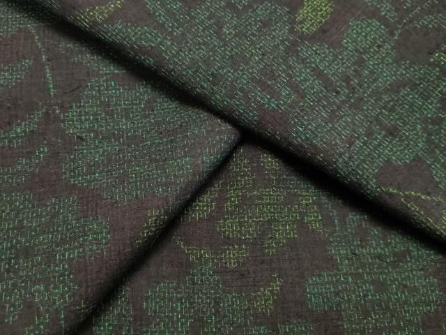 平和屋着物○本場結城紬 重要無形文化財 100亀甲 総詰め 草花文 正絹  