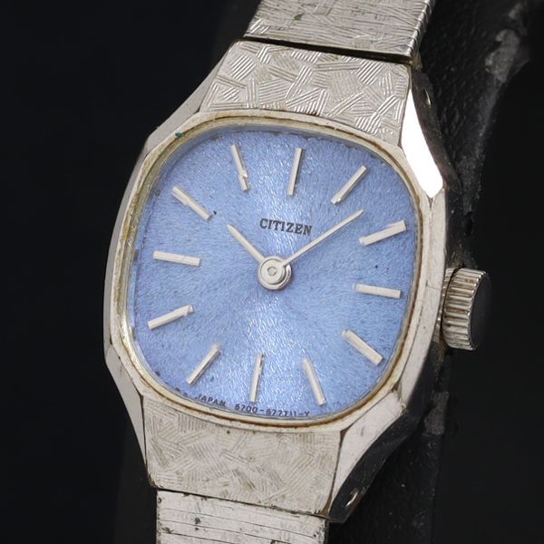 稼動 シチズン 4-476173 S 手巻き 青文字盤 レディース腕時計