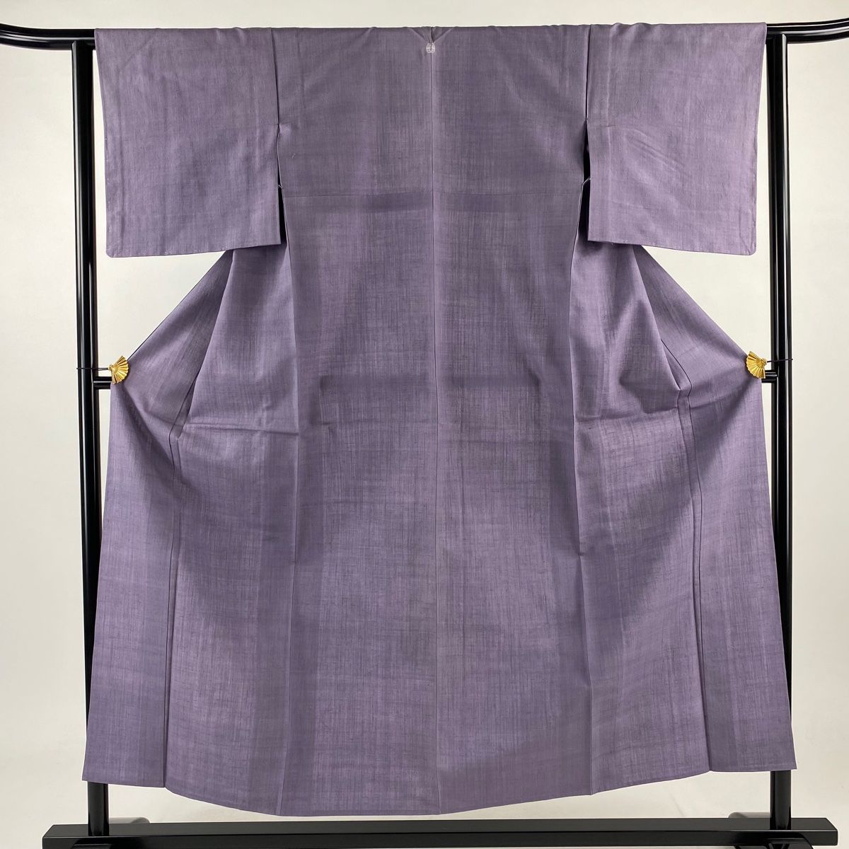 紬 身丈152.5cm 裄丈63cm S 単衣 薄紫 正絹 秀品 一つ紋
