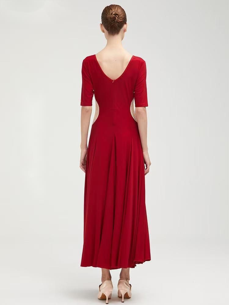 ♥ 社交ダンス衣装 ワンピース モダンダンス ワルツ ドレス レッスン着 ルンバ サンバ 練習競技着デモ用 スタンダード発表会用演出服