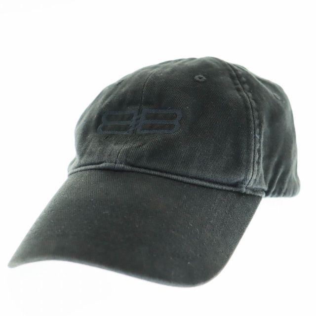 【国内正規品】BALENCIAGA BBロゴ キャップ ブラック 色褪せ加工 国内正規品】BALENCIAGA BBロゴ キャップ ブラック 色褪せ加工