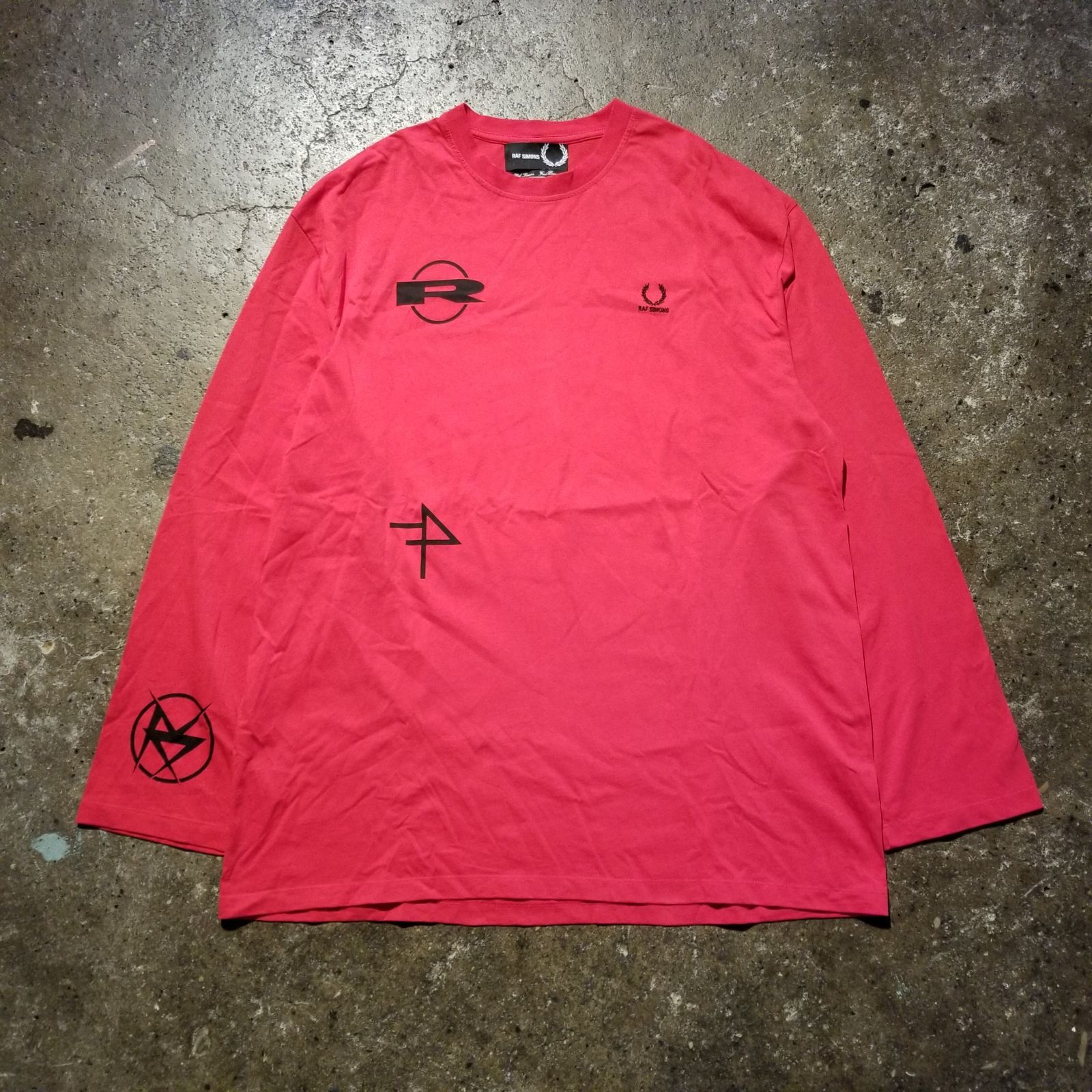 RAF SIMONS 23ss × FRED PERRY Printed Long Sleeve T-Shirt L