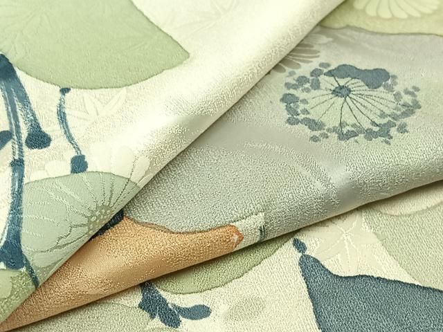 平和屋着物▽上質な小紋 単衣 枝花文 正絹 AABC2214jh