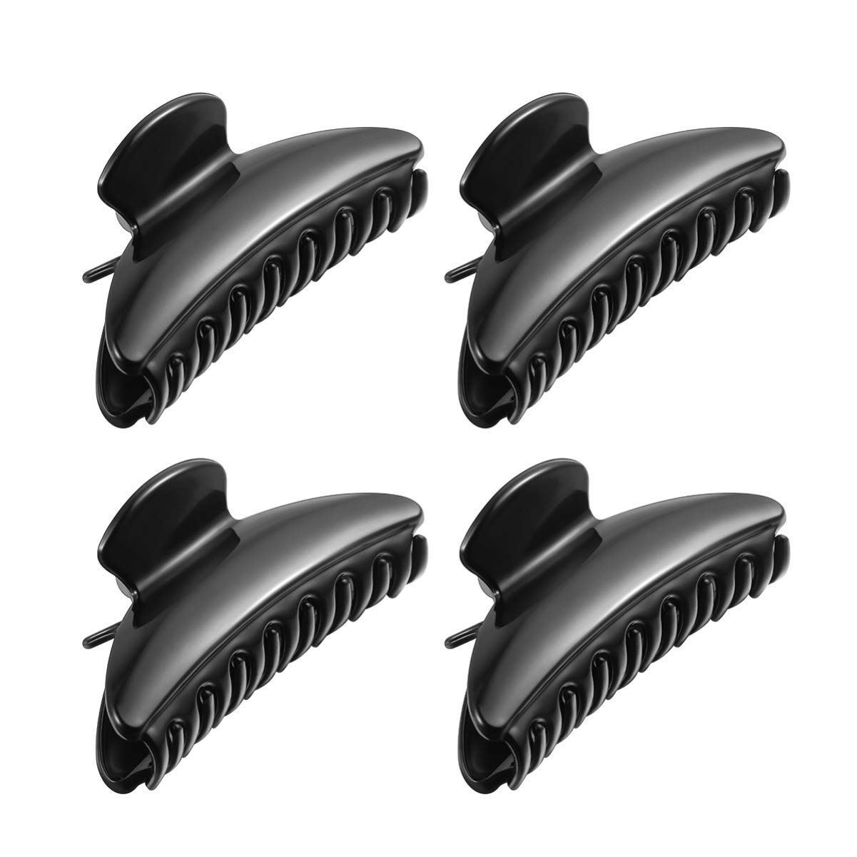 バレッタ クリップ べっ甲 髪留め ヘア 黒 シンプル ヘアクリップ 大きめ セット ブラック バンスクリップ Frcolor