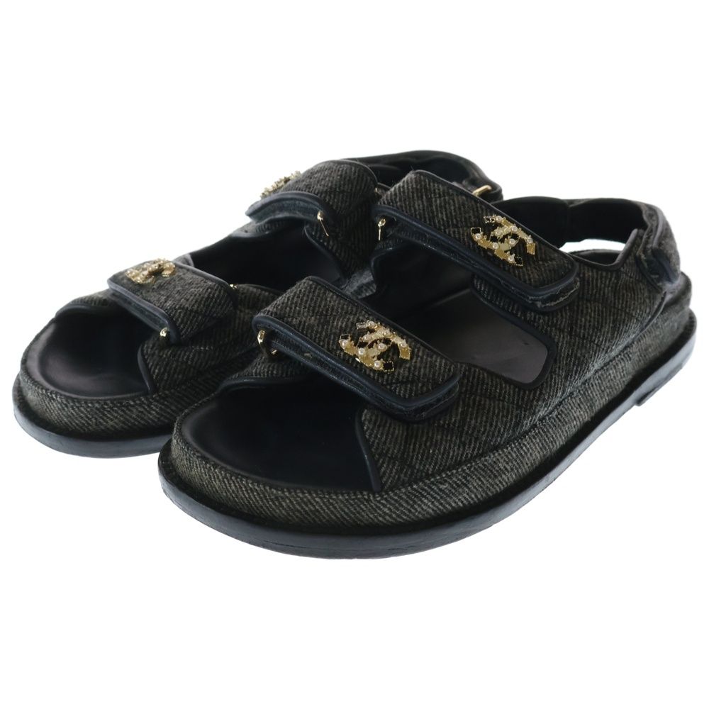 CHANEL シャネル ココマーク デニム スポーツサンダル インディゴ G35927