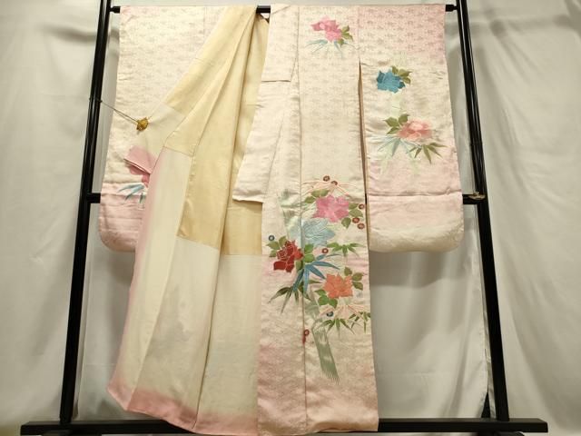 平和屋着物○豪華振袖 総刺繍 舞花文 暈し染め 金糸 正絹 逸品
