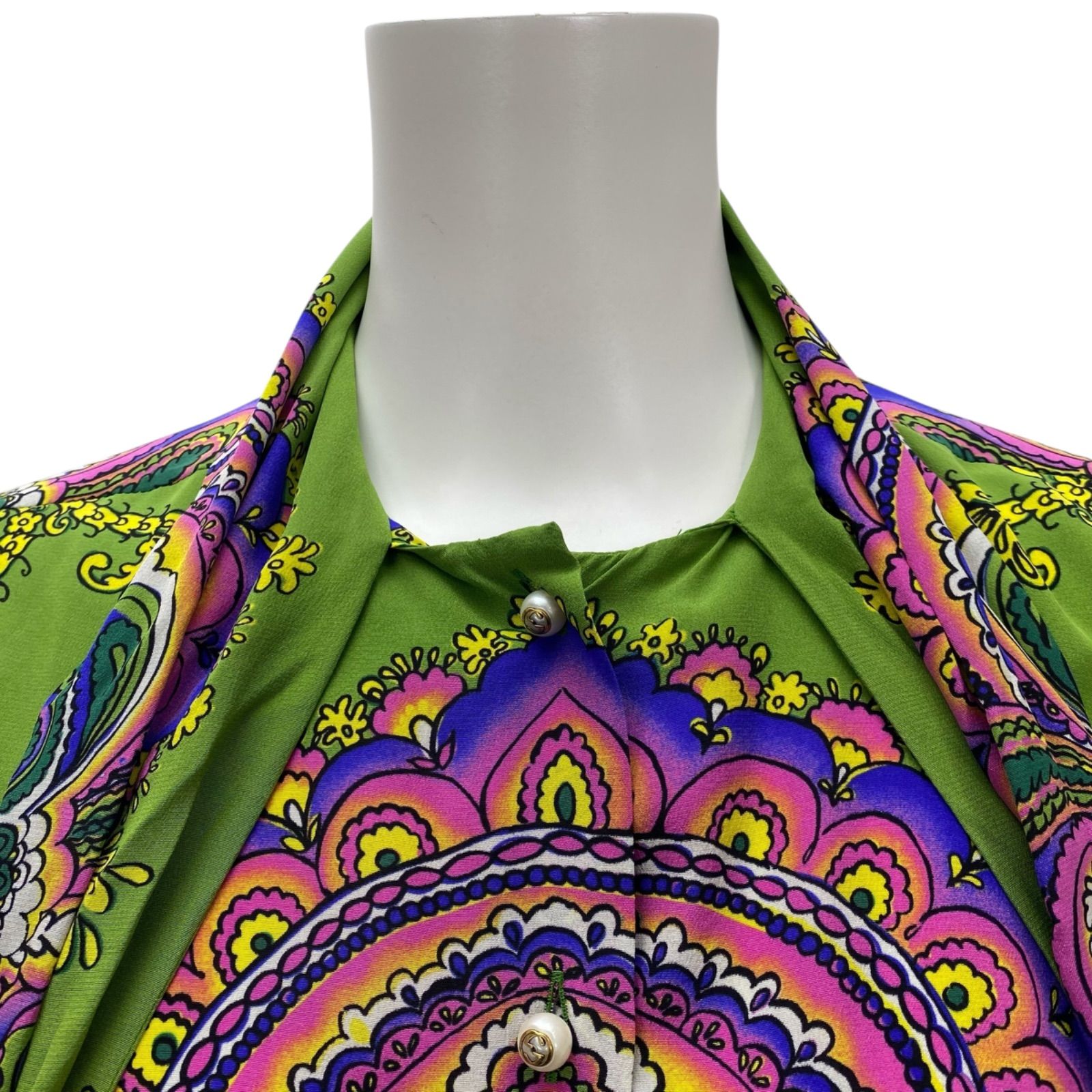 ○◇美品 グッチ GUCCI ボウタイシャツ 長袖 アレッサンドロ ミケーレ 