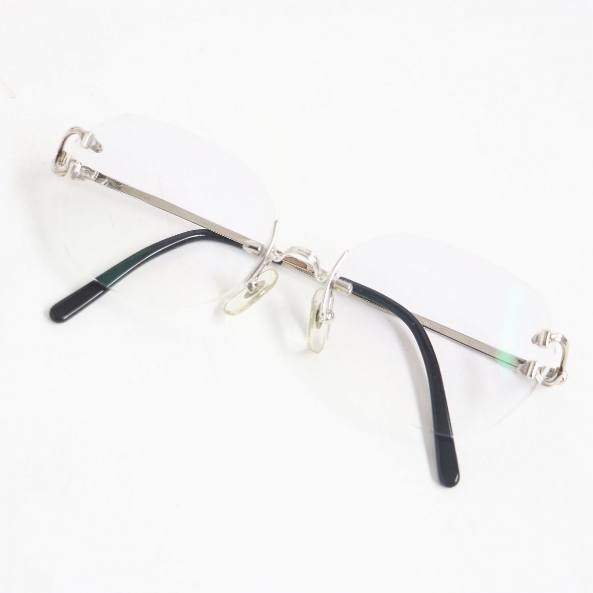 良品□Cartier/カルティエ トリニティ スクエア型 ツーポイント メガネ 