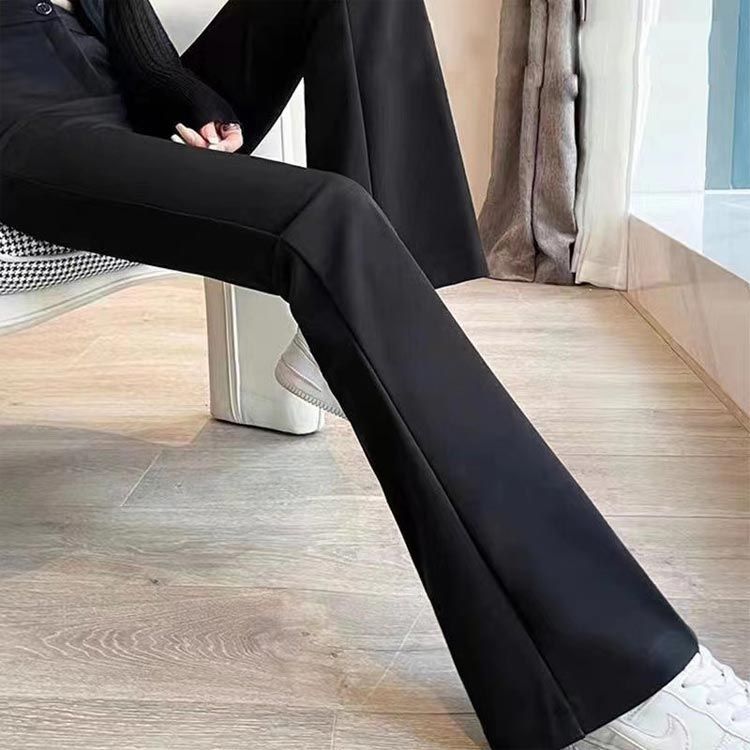 ストレッチ フレア パンツ 通勤 ベルボトム ストレッチバンツ 黒