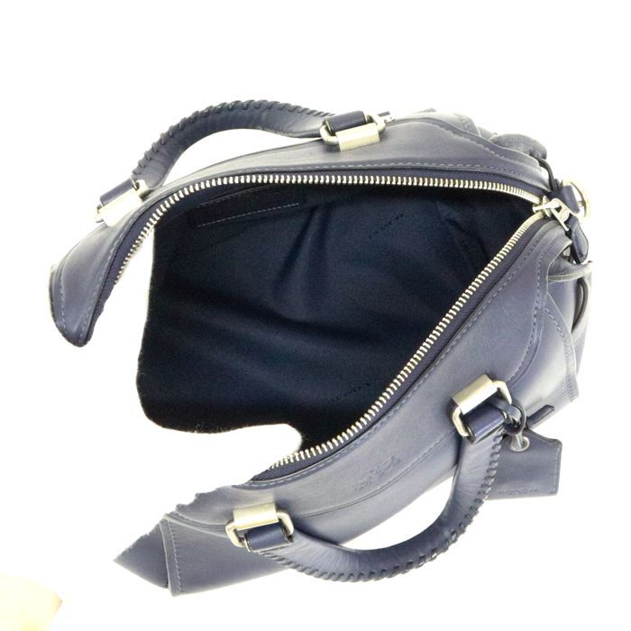 専用　COACH ショルダーバッグ スタッズ 2室 レザー シボ革 ネイビー コーチ COACH エース サッチェル ハンドバッグ レザー 37017