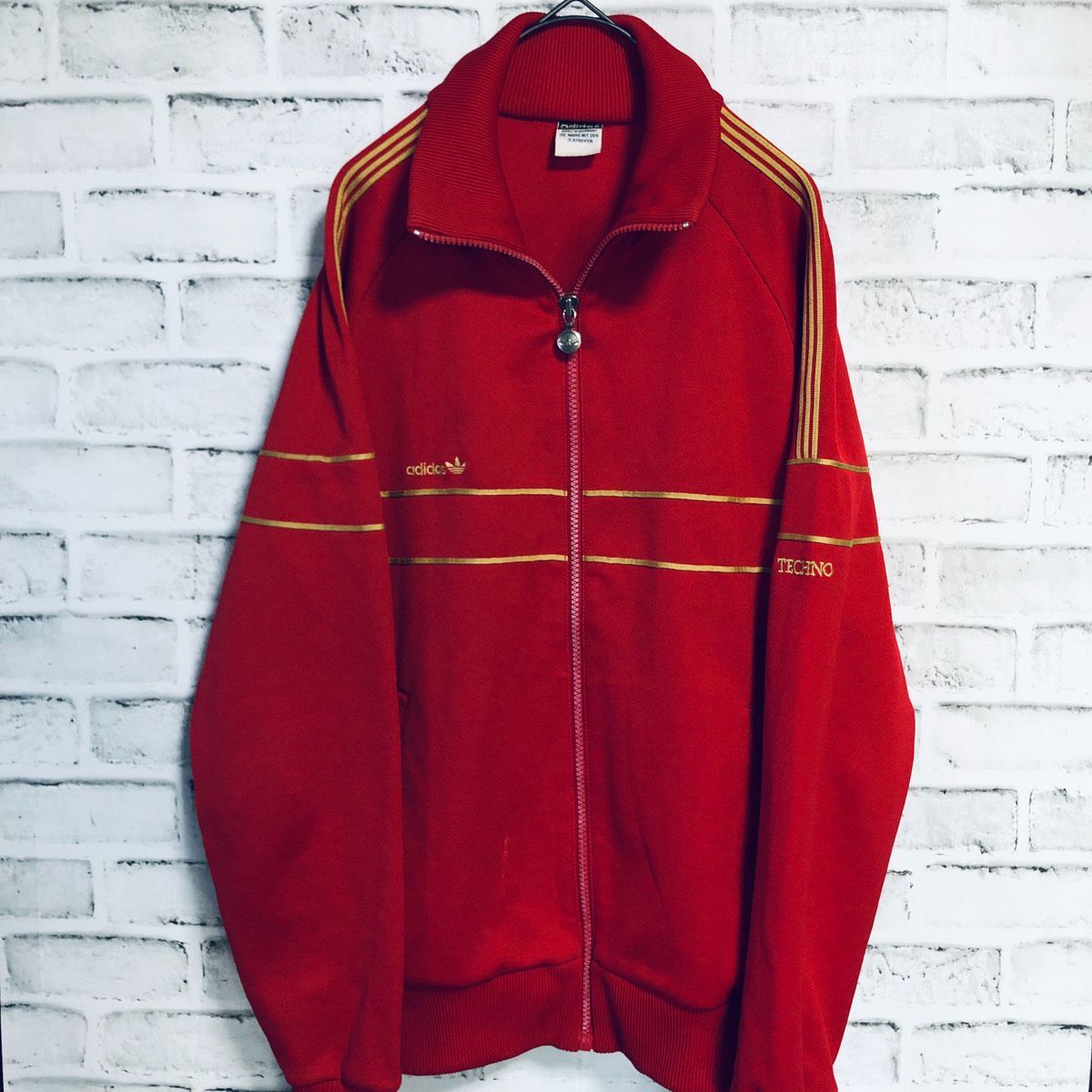 80s 🇩🇪adidas トラックジャケット/ジャージ L 刺繍ロゴ 復刻