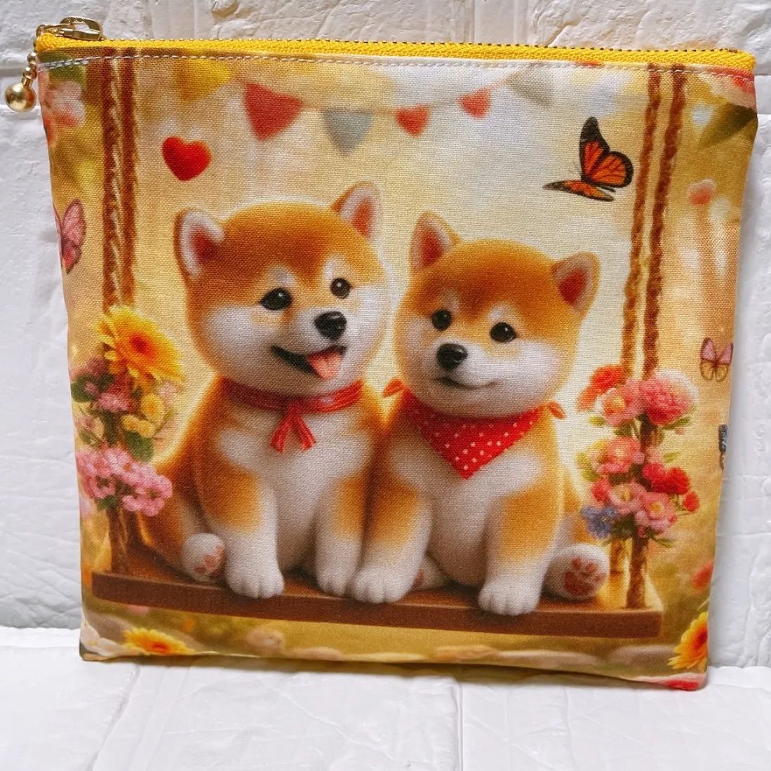 フラットポーチ ファスナーポーチ ハンドメイド 両面パネル生地  