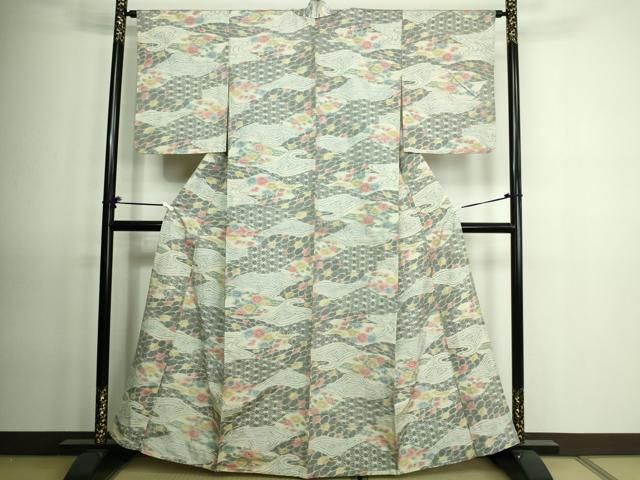 平和屋着物▽上質な紬 単衣 吉祥文 正絹 逸品 DAAV9627sf