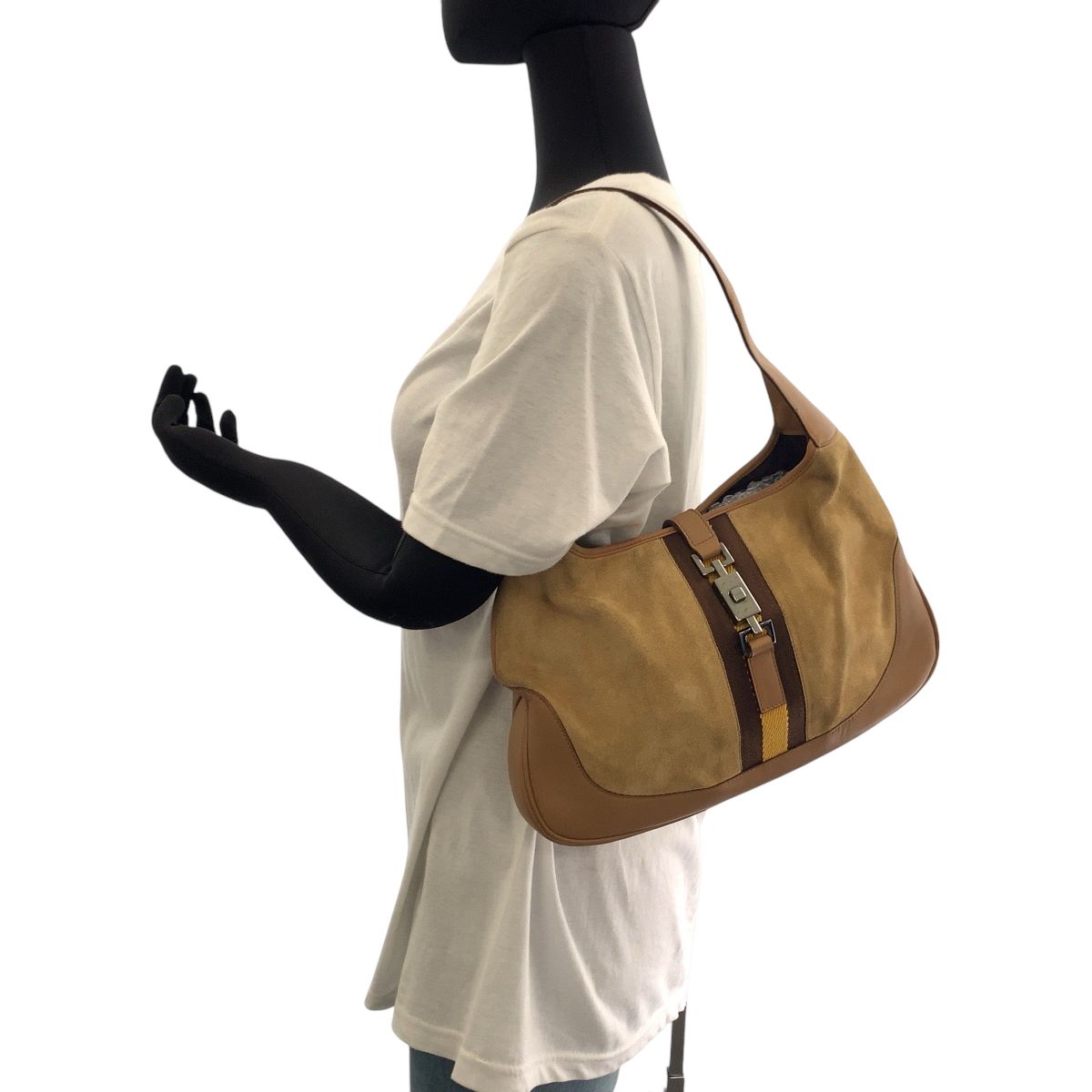 GUCCI グッチ ジャッキー シェリー キャメル ブラウン シルバー金具