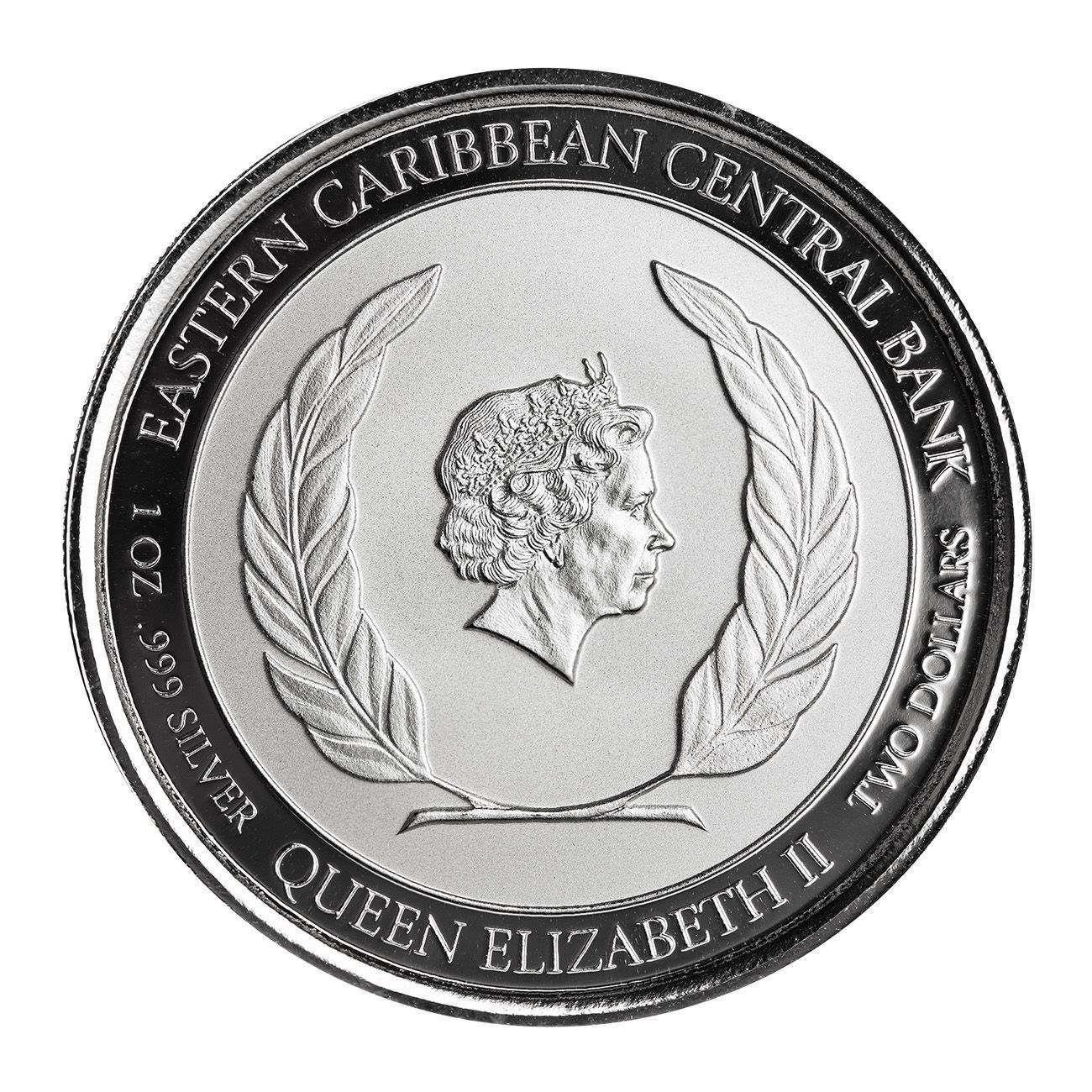 2019年　セントルシア　ピンクフラミンゴ　純銀　1オンス銀貨 保証書・カプセル付き] 2019年 (新品) セントルシア「ピンク