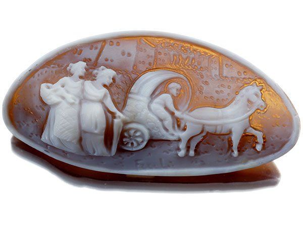 貴婦人　シェル　カメオ　ルース 上品な貴婦人と花 高級シェルカメオルース65.5mm×54.7mmw5609m