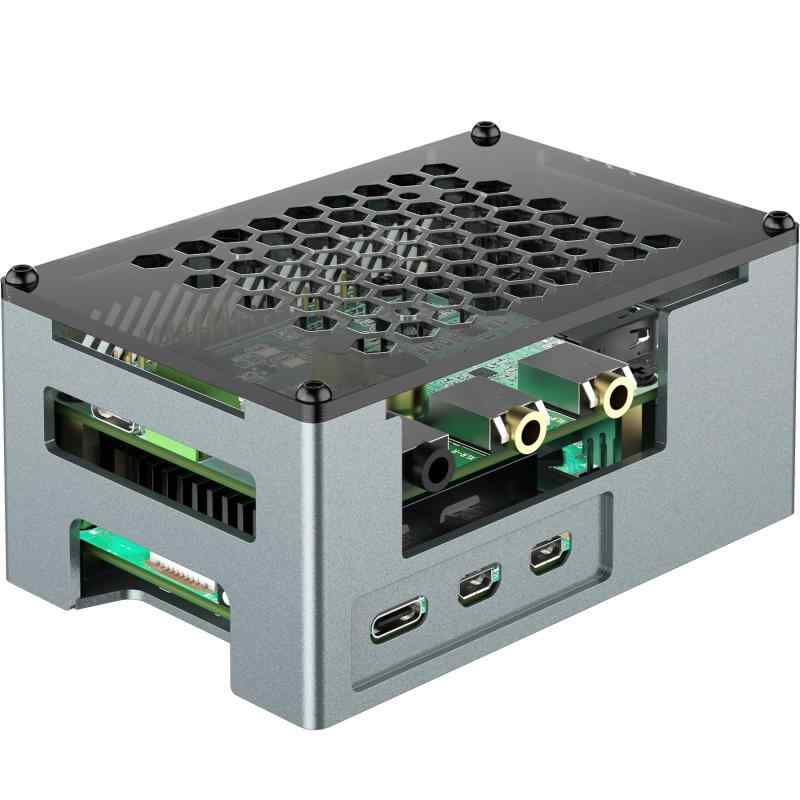 innomaker Raspberry Pi 5用アルミニウムケース 3510 PWMファンパッシブヒートシンク付き アルミニウム合金ケース DAC/DAC PRO/AMP/AMP PRO/RS485