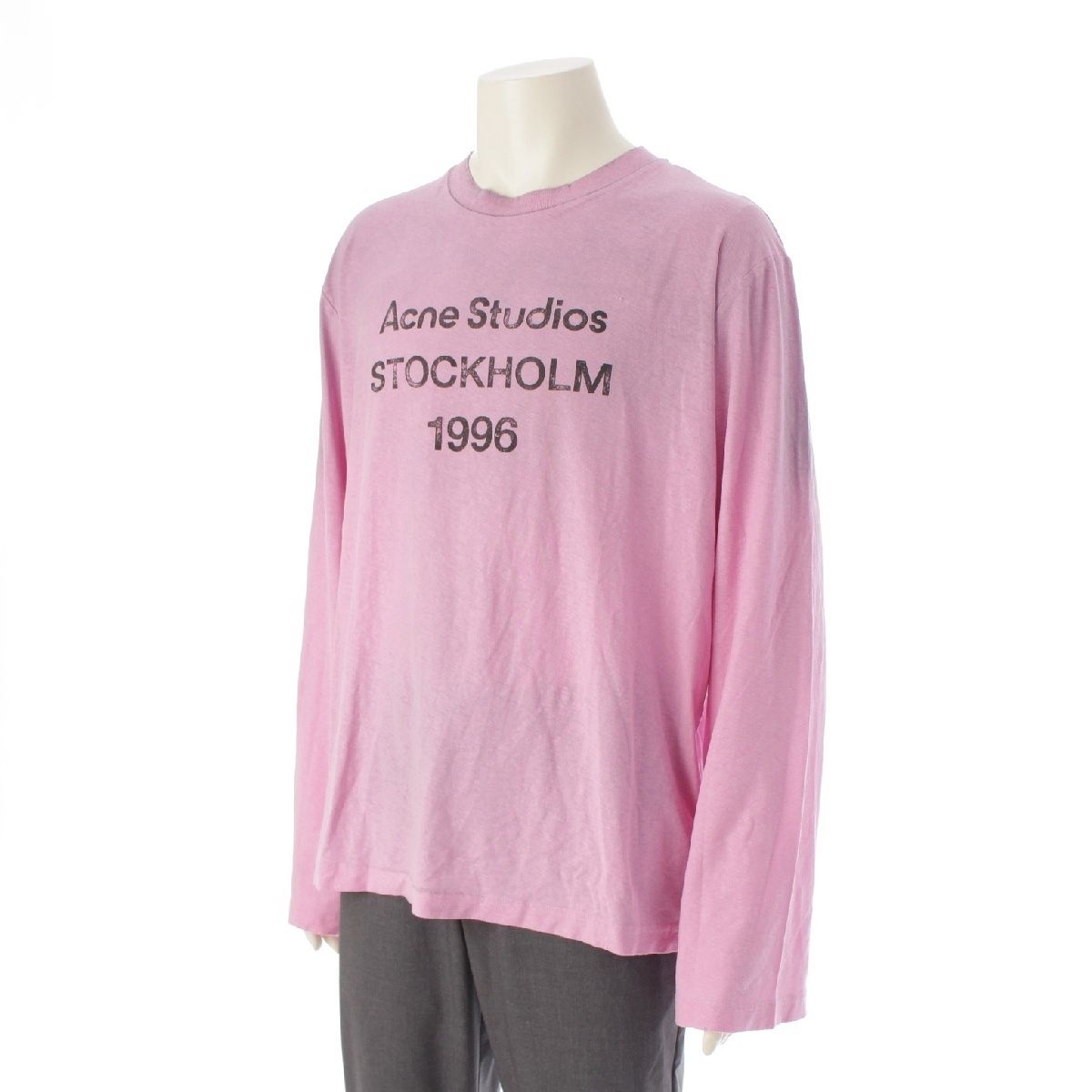 中古品　Acne Studios 1996年デザイン長袖T Mサイズ Acne Studios 25SS 1996系列復古做舊水洗重磅LOGO印花短袖T恤實