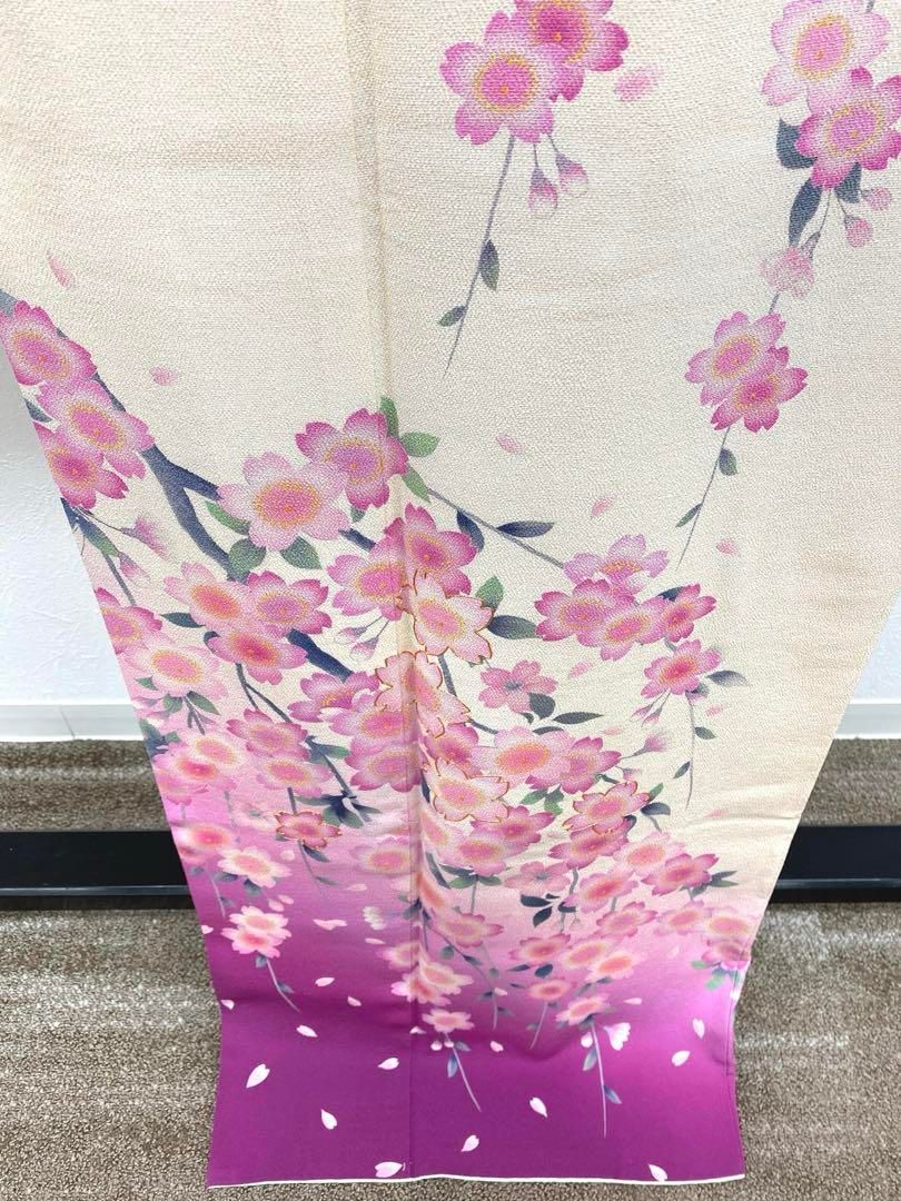 振袖 豪華 金駒 ちりめん 桜 身丈164cm パールトーン加工済 MO3137 