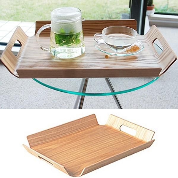 小物入れ ★送料無料(一部除く)★新品★ 木製トレー 滑りにくい お盆 天然木 湾曲 ノンスリップ ハンドル トレイ 取っ手つき 大きいサイズ 滑りにくい トレー 【196262】
