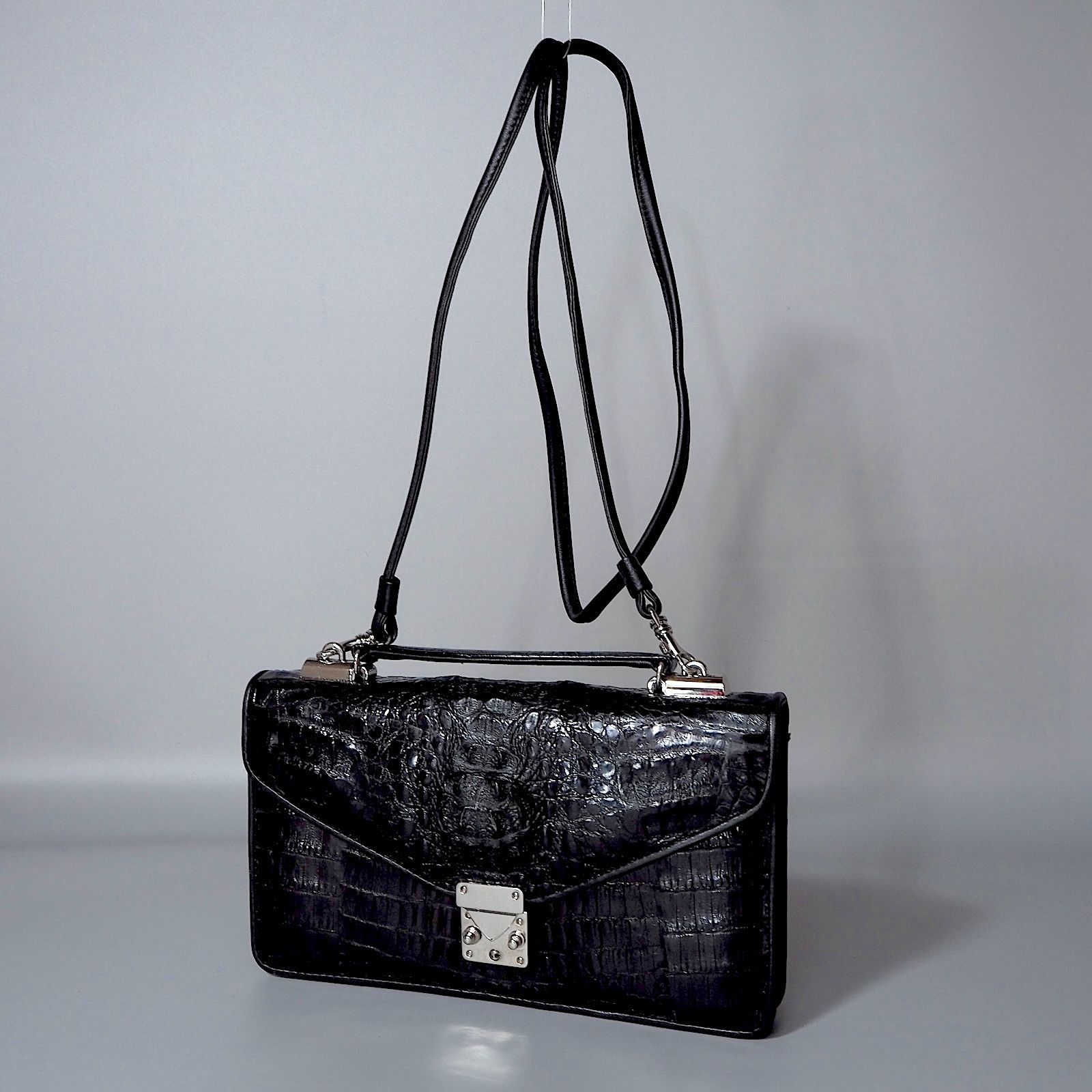 △美品 クロコダイルレザー カイマン 本ワニ革 最高級皮革 ショルダー