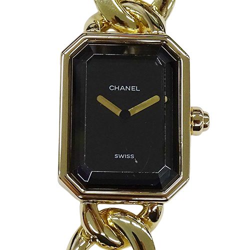 シャネル CHANEL 時計 レディース ブランド プルミエール クオーツ QZ 750YG 18K 金無垢 XLサイズ H0003 ゴールド ブラック 磨き済み 【中古】